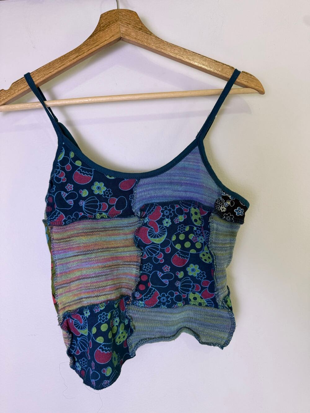 Kathmandu Imports Patchwork Mushroom Fairycore Tank Top Cotton Boho